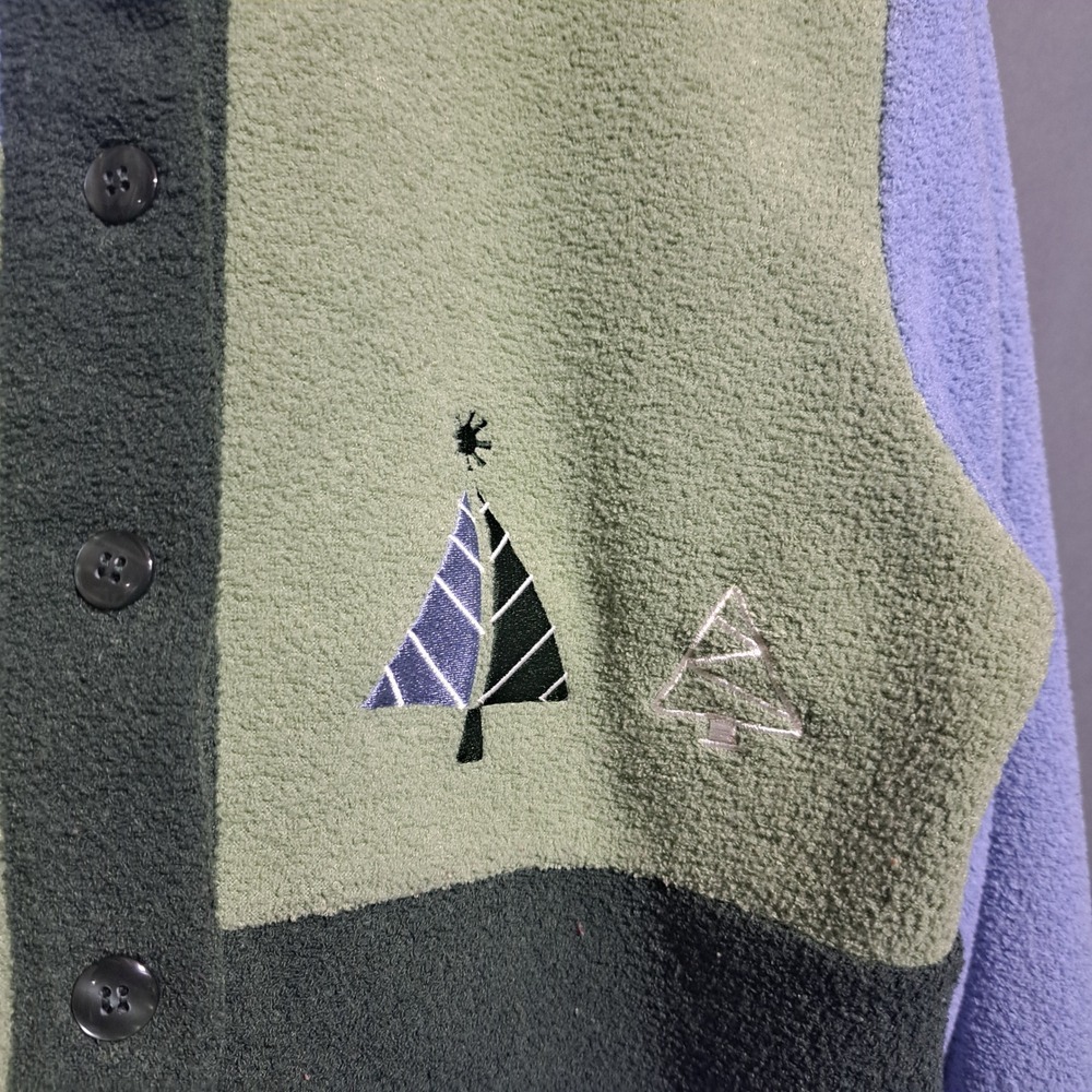 Christopher & Banks MEDIUM Button Up Cardigan Christmas Blue Greeen Cozy - Picture 3 of 6
